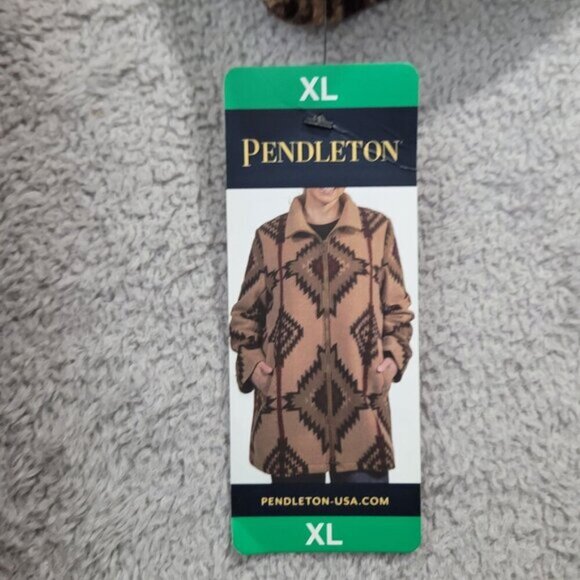 NEW Pendleton Womens XL Aztec Print Wool Walker Coat Zipper Front Beige - Picture 4 of 8